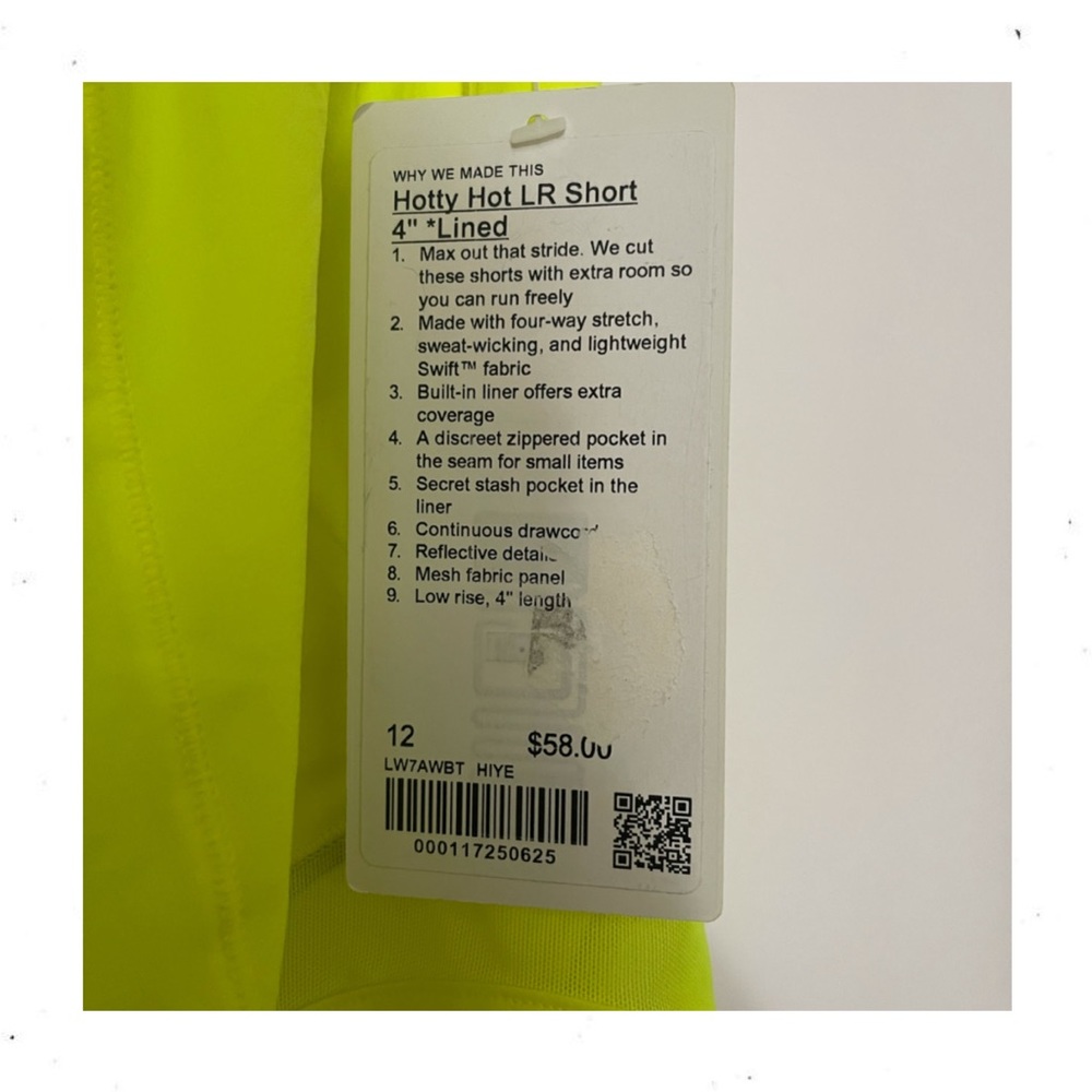 lululemon hotty hot 4” || highlighter yellow - Picture 5 of 7
